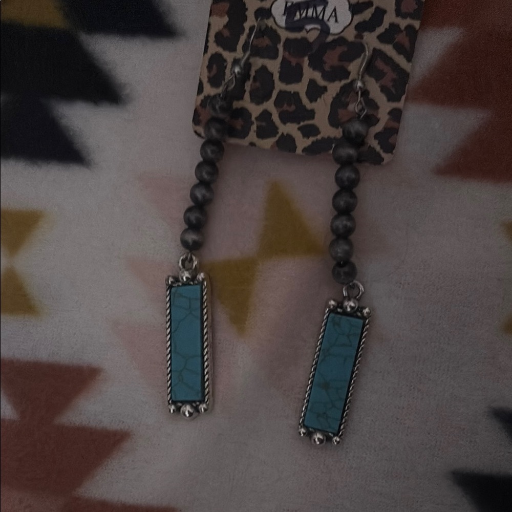 Turquoise and Silver Dangle Earrings